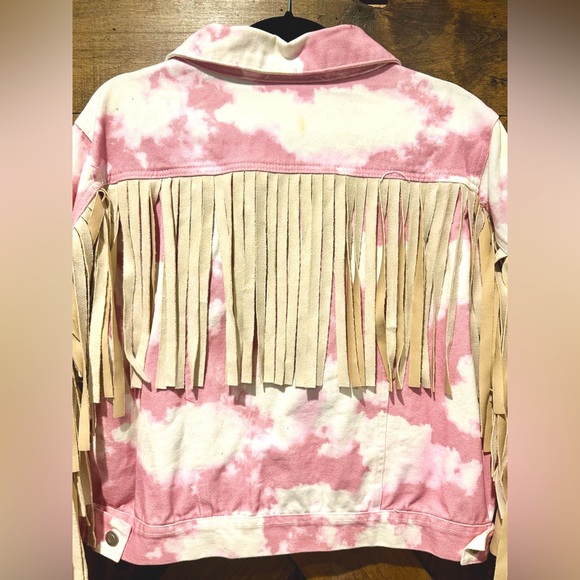 NWOT Peach Love California Tie Dye Fringe Jacket Sz L - Picture 9 of 16